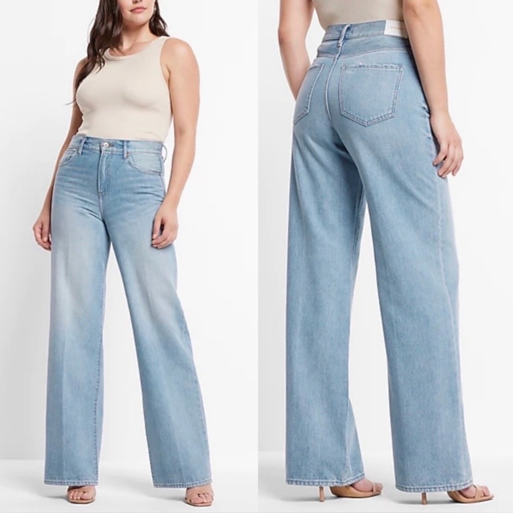 Express High rise Wide leg Jean size 10 Inseam 32” Contemporary Classy